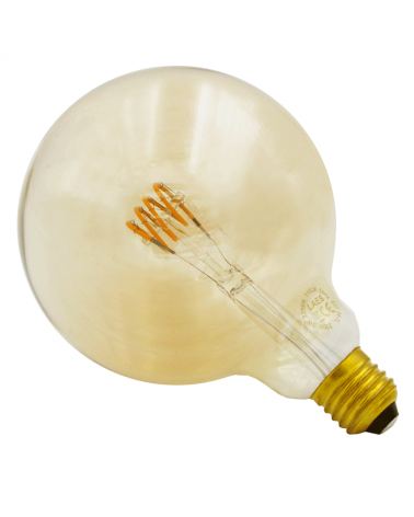 LED vintage Amber Globe Light Bulb 125mm Horizontal Spiral LED Filaments E27 3W 2200K 110 Lm.