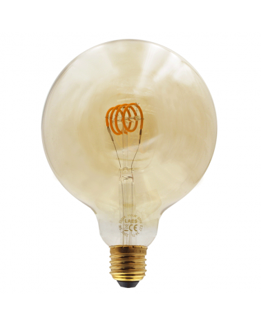 LED vintage Amber Globe Light Bulb 125mm Horizontal Spiral LED Filaments E27 3W 2200K 110 Lm.