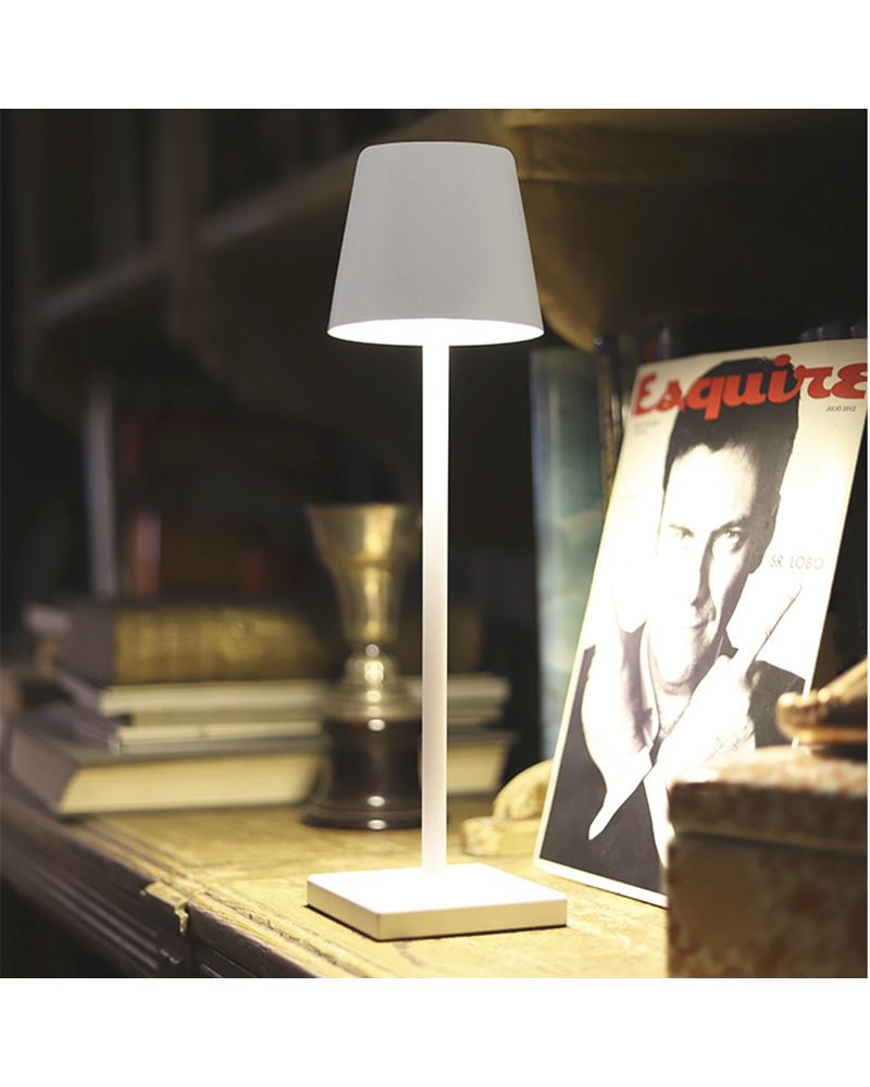 Lámpara de mesa exterior Gretita táctil con pilas blanco