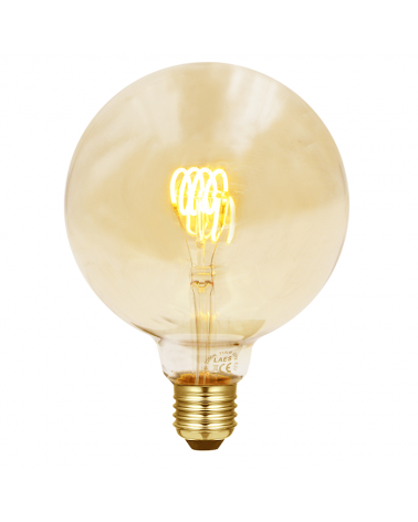 LED vintage Amber Globe Light Bulb 125mm Horizontal Spiral LED Filaments E27 3W 2200K 110 Lm.