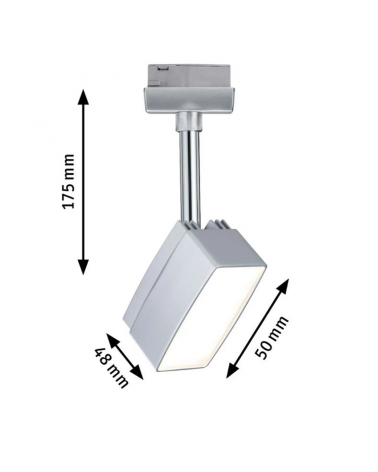 17.5cm 5W LED track spotlight in matt chrome metal