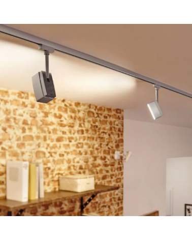 17.5cm 5W LED track spotlight in matt chrome metal