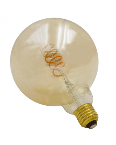 LED vintage Amber Globe Light Bulb 125mm Vertical Spiral LED Filaments E27 3W 2200K 110 Lm.