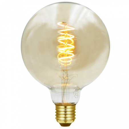LED vintage Amber Globe Light Bulb 125mm Vertical Spiral LED Filaments E27 3W 2200K 110 Lm.