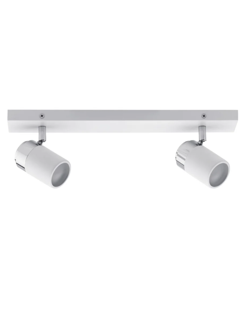 Regleta con 2 focos de metal acabado blanco y cromo 2x10W GU10 IP44
