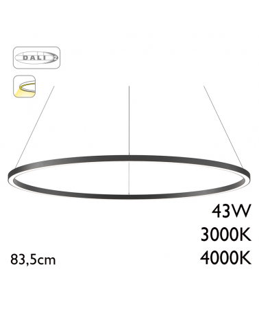 Lámpara de techo de 83,5cm de diámetro LED 43W de aluminio acabado negro driver Dali