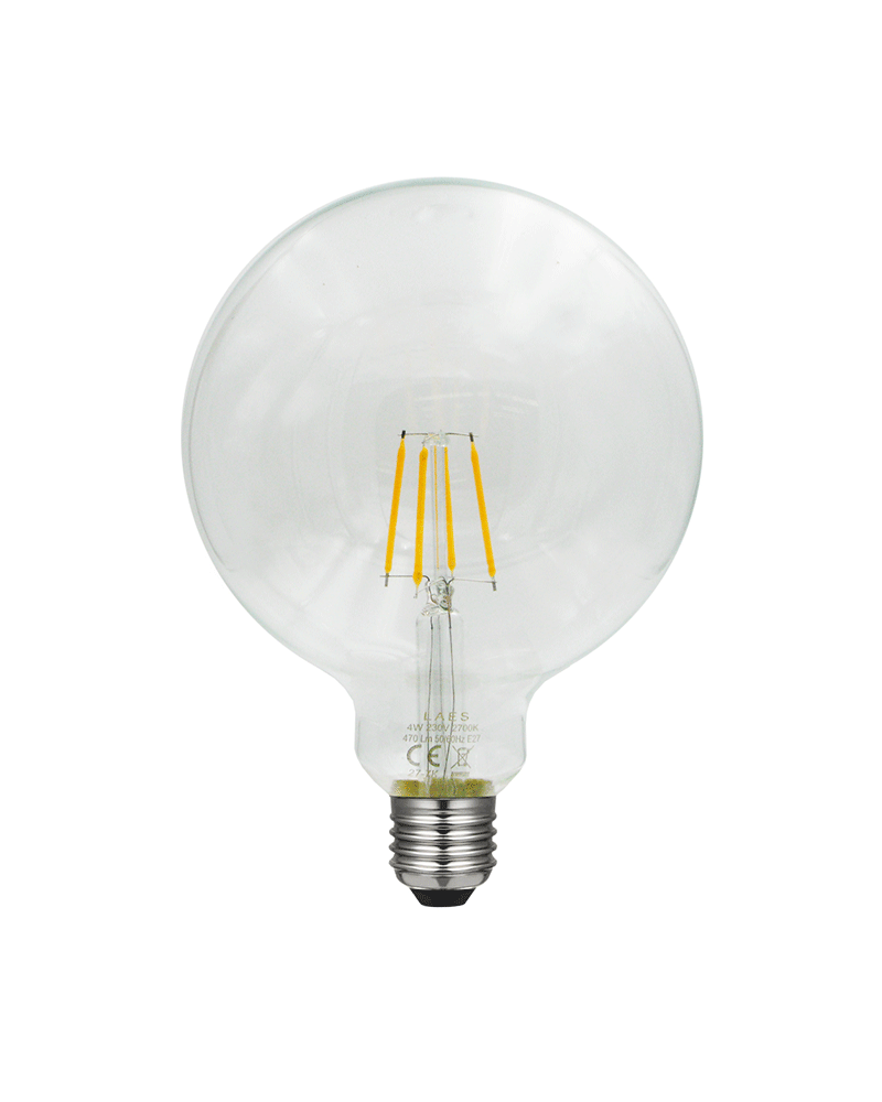 Globe bulb 125 mm. Clear E27 LED Filaments