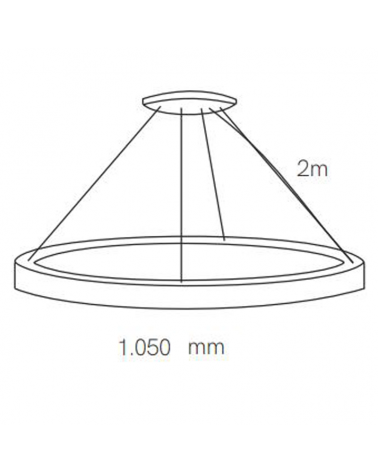 LED Ceiling lamp 105cm diameter 43W aluminum, black finish, On/Off driver