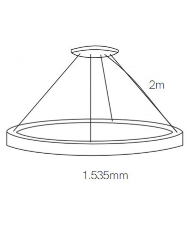 LED Ceiling lamp 153.5cm diameter 81W aluminum, black finish, On/Off driver