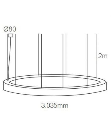 LED Ceiling lamp 303.5cm diameter 162W aluminum, black finish, On/Off driver