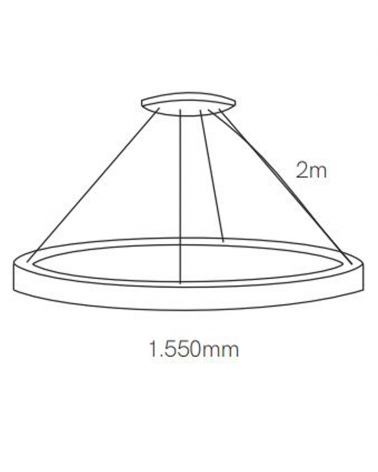 LED Ceiling lamp 155cm diameter 81W aluminum, black finish, On/Off driver