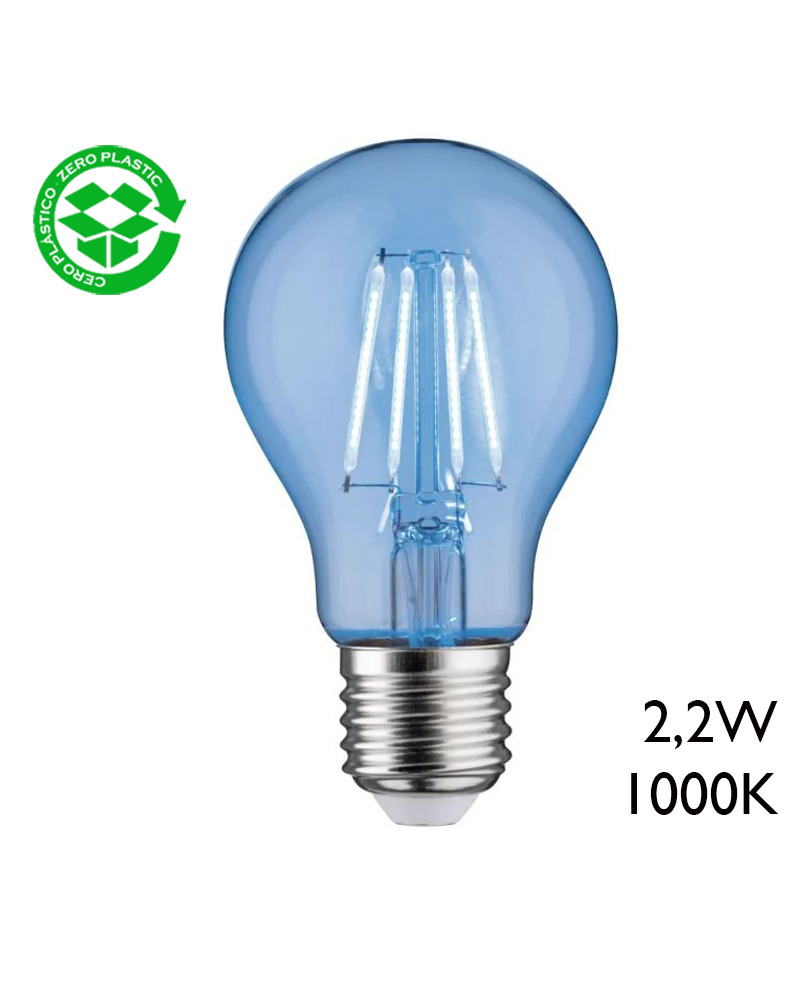 Bombilla Estándar LED azul 2,2W filamentos E27 1000K