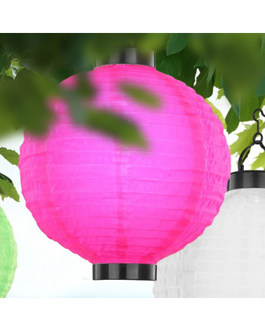 Solar lantern 25.5cm pink plastic 3.2V