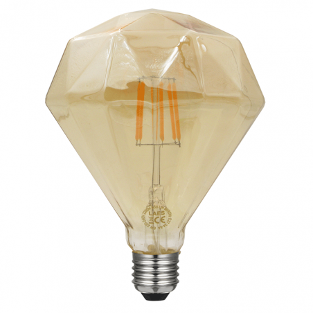 LED Diamond Bulb 1 Amber 110 mm. 5 W LED filaments Dimmable E27 2200K 500 Lm.