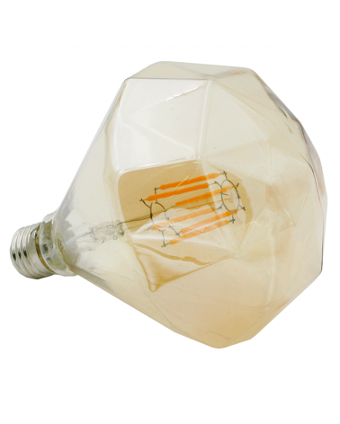 LED Diamond Bulb 1 Amber 110 mm. 5 W LED filaments Dimmable E27 2200K 500 Lm.