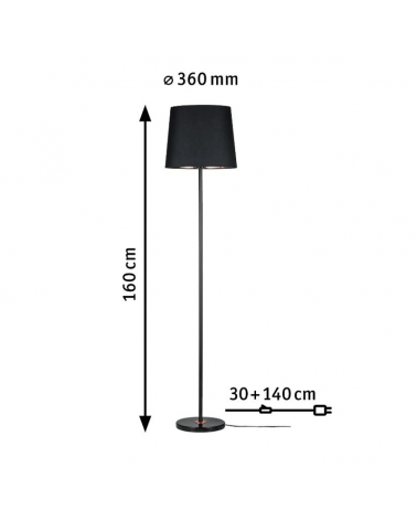 Floor lamp 160cm metal, marble and textile with black and copper finish 20W E27
