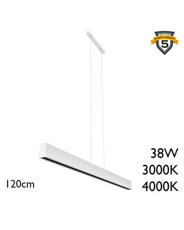 Lámpara de techo LED de aluminio 38W 120cm blanco +50.000h