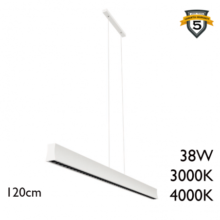 Lámpara de techo LED de aluminio 38W 120cm blanco +50.000h