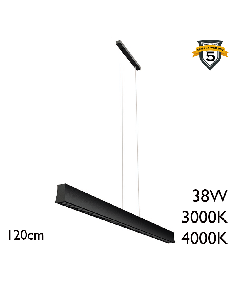 Ceiling lamp LED aluminum 38W 120cm black +50.000h