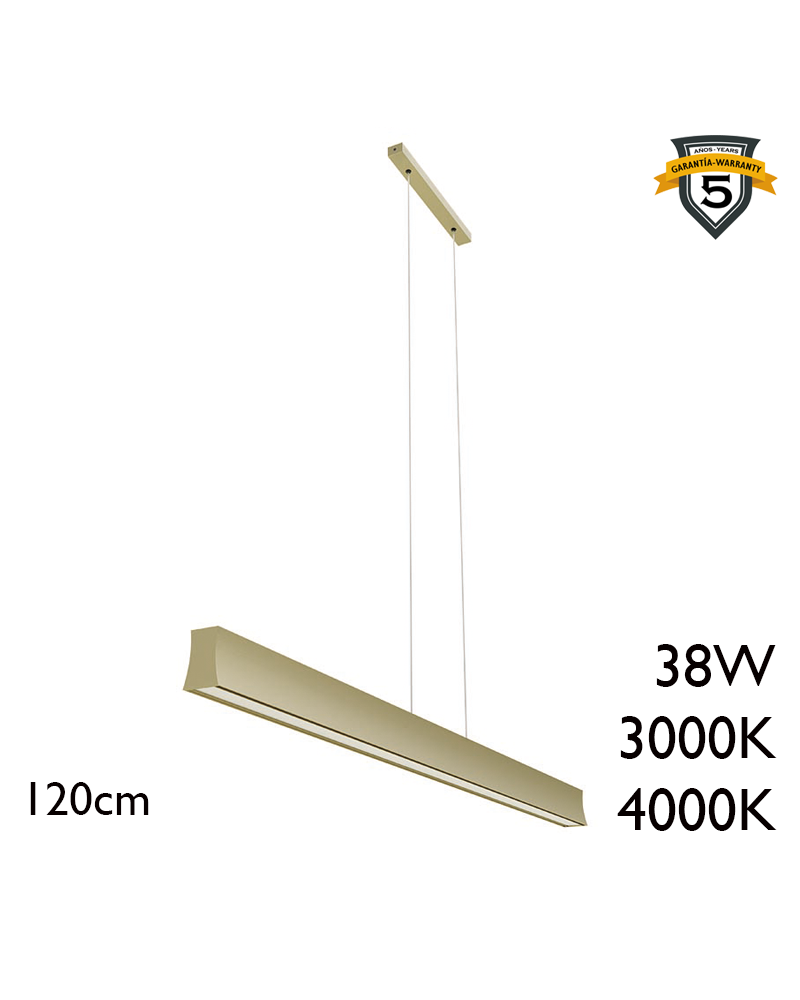 Ceiling lamp LED aluminum 38W 120cm brass +50.000h