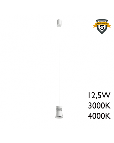 Lámpara de techo LED cilindrico de aluminio 12,5W 7,6cm blanco +50.000h