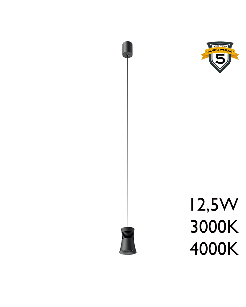 Lámpara de techo LED cilindrico de aluminio 12,5W 7,6cm negro +50.000h