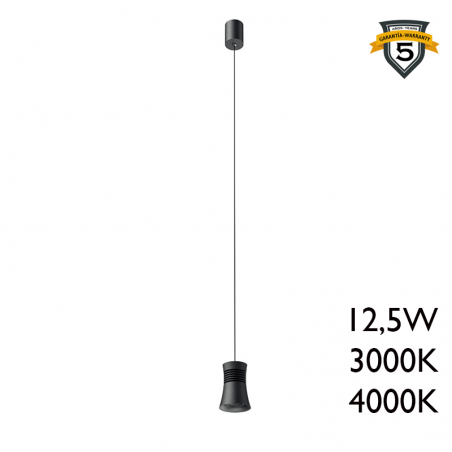 Lámpara de techo LED cilindrico de aluminio 12,5W 7,6cm negro +50.000h