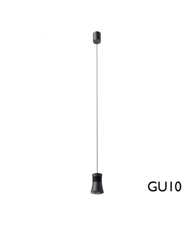 Lámpara de techo cilindrico de aluminio casquillo GU10 7,6cm negro