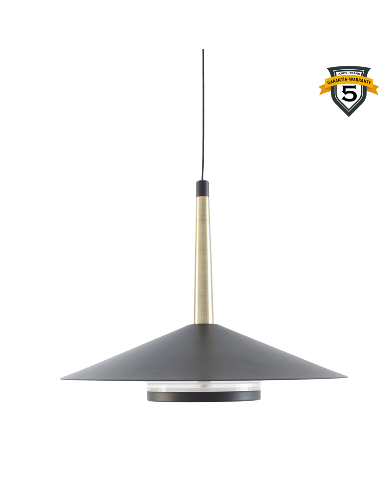 Lámpara de techo LED de aluminio negro y latón 8W 3000K +50.000h