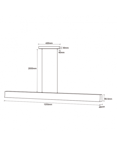 Lámpara de techo LED de aluminio 38W 120cm negro +50.000h