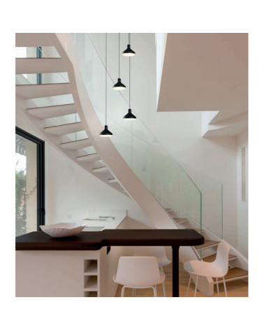 Lámpara de techo LED con base circular con 4 focos regulables en altura de aluminio en negro 32W 3000K