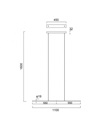 Lámpara de techo LED de aluminio 21W 110cm negro +50.000h