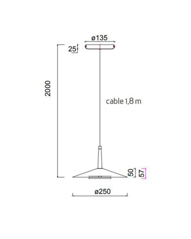 Lámpara de techo LED de aluminio negro y latón 8W 3000K +50.000h