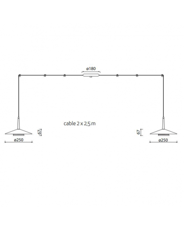 Ceiling lamp LED with 2 height-adjustable shades in black aluminum and brass 16W 3000K