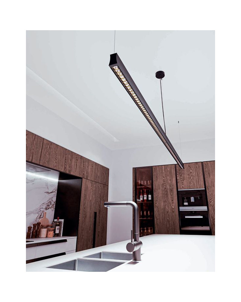 Ceiling lamp LED aluminum 76W 240cm black +50.000h