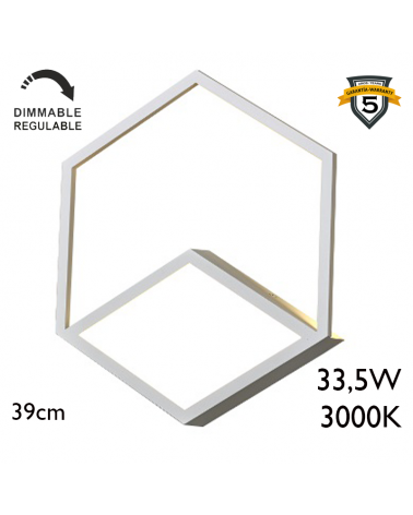 LED wall lamp 39cm hexagonal aluminum 33.5W 3000K Dimmable