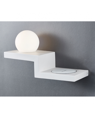 LED wall lamp 32.2cm with mobile charger in aluminum and metal 6W 3000K