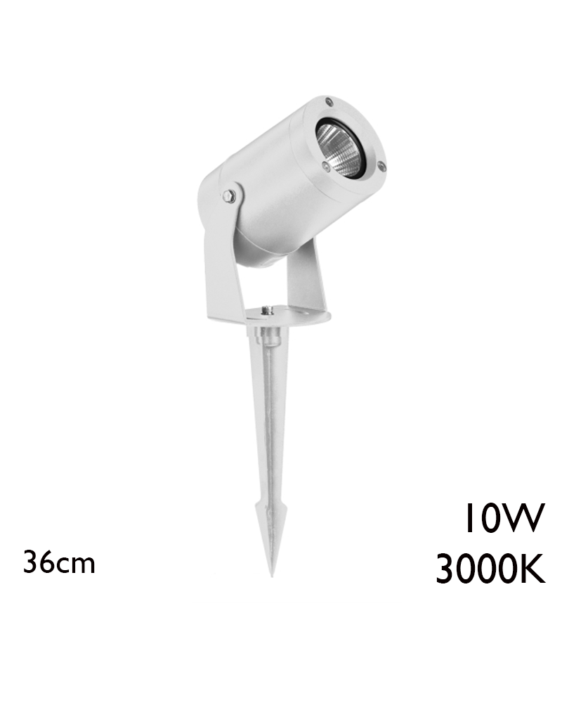 Outdoor spike LED 36cm aluminum cylindrical shape 10W IP65 18º 3000K