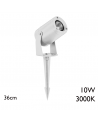 Pincho de exterior LED 36cmde aluminio forma cilindrica 10W IP65 18º 3000K