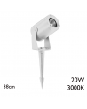 Pincho de exterior LED 38cm de aluminio forma cilindrica 10W IP65 18º 3000K