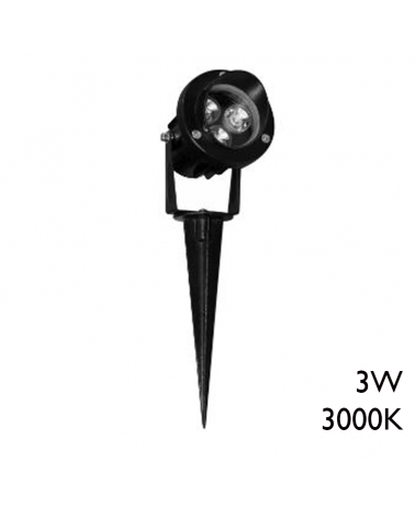 Outdoor spike LED 27cm aluminum  with black finish visor 3W IP65 45º 3000K
