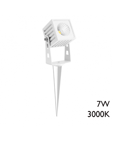 Pincho de exterior LED de aluminio cuadrado 7W IP65 40º 3000K