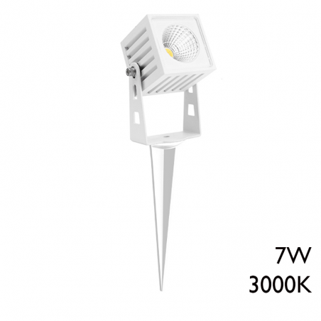 Pincho de exterior LED de aluminio cuadrado 7W IP65 40º 3000K