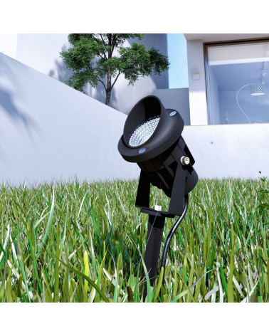 Outdoor spike LED 27cm aluminum  with black finish visor 3W IP65 45º 3000K