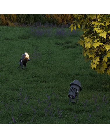 Outdoor spike LED 27cm aluminum  with black finish visor 3W IP65 45º 3000K