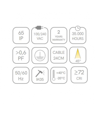 Outdoor spike LED 27cm aluminum  with black finish visor 3W IP65 45º 3000K