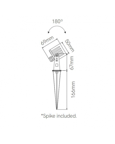 Outdoor spike LED Square aluminum  7W IP65 40º 3000K