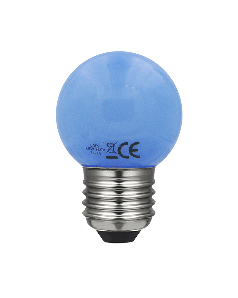 LED Round bulb 45 mm. Color Blue LED E27 0.9W