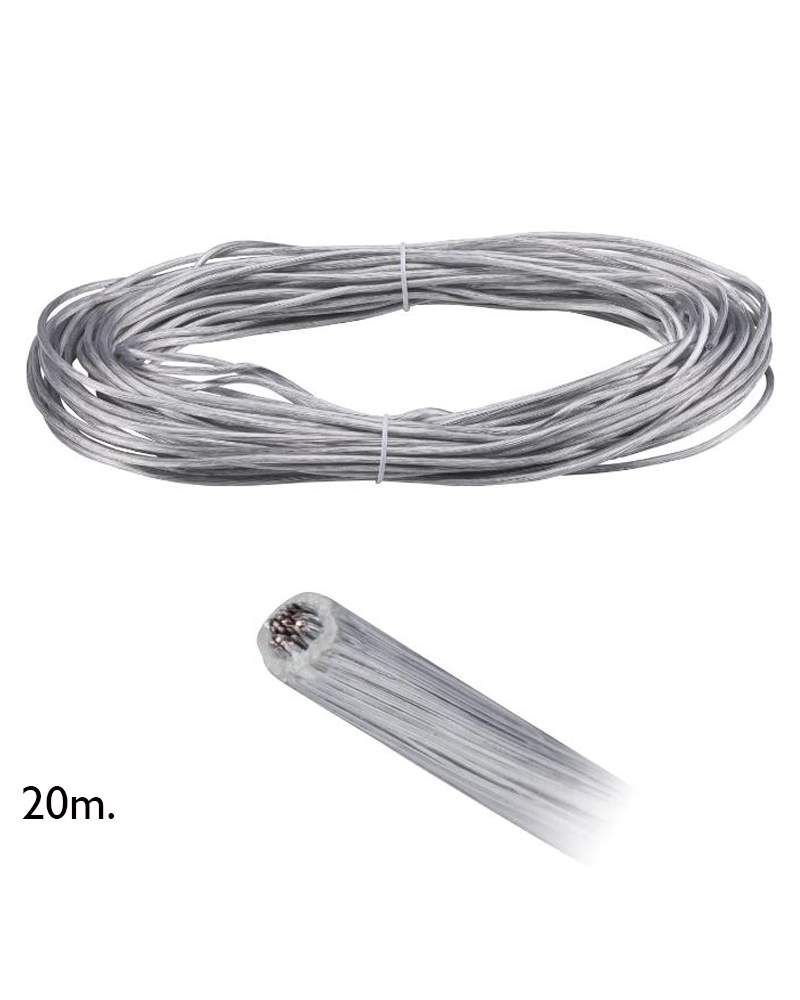 Cable for cable system of 20 meters section 2.5mm2 transparent finish