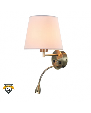 LED wall lamp lower 3W 30.5cm and upper E27 aluminum On/Off switch and USB charger